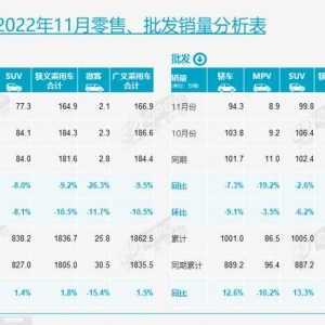 11月乘用车市场解析：零售量下降9.2%，燃油车持续承压