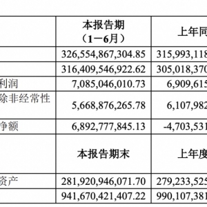 上汽集团2023上半年营收达3265.5亿元，净利润70.9亿元